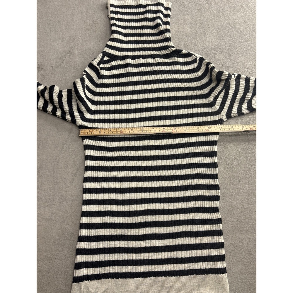 Free People Black White Striped Turtleneck Sweater Dress Button Detail Size M - Picture 3 of 7